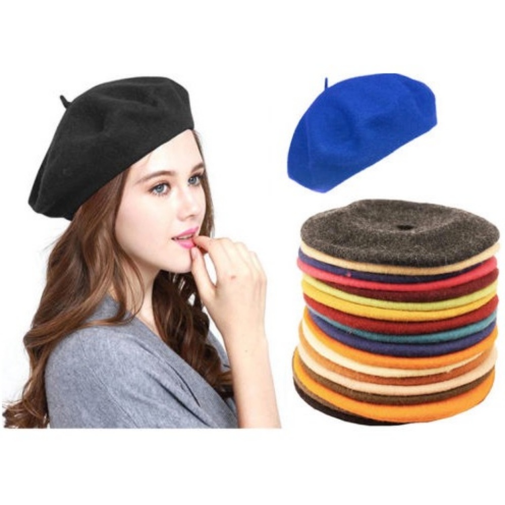 Classic Wool Black French Beret - Picture 3 of 3
